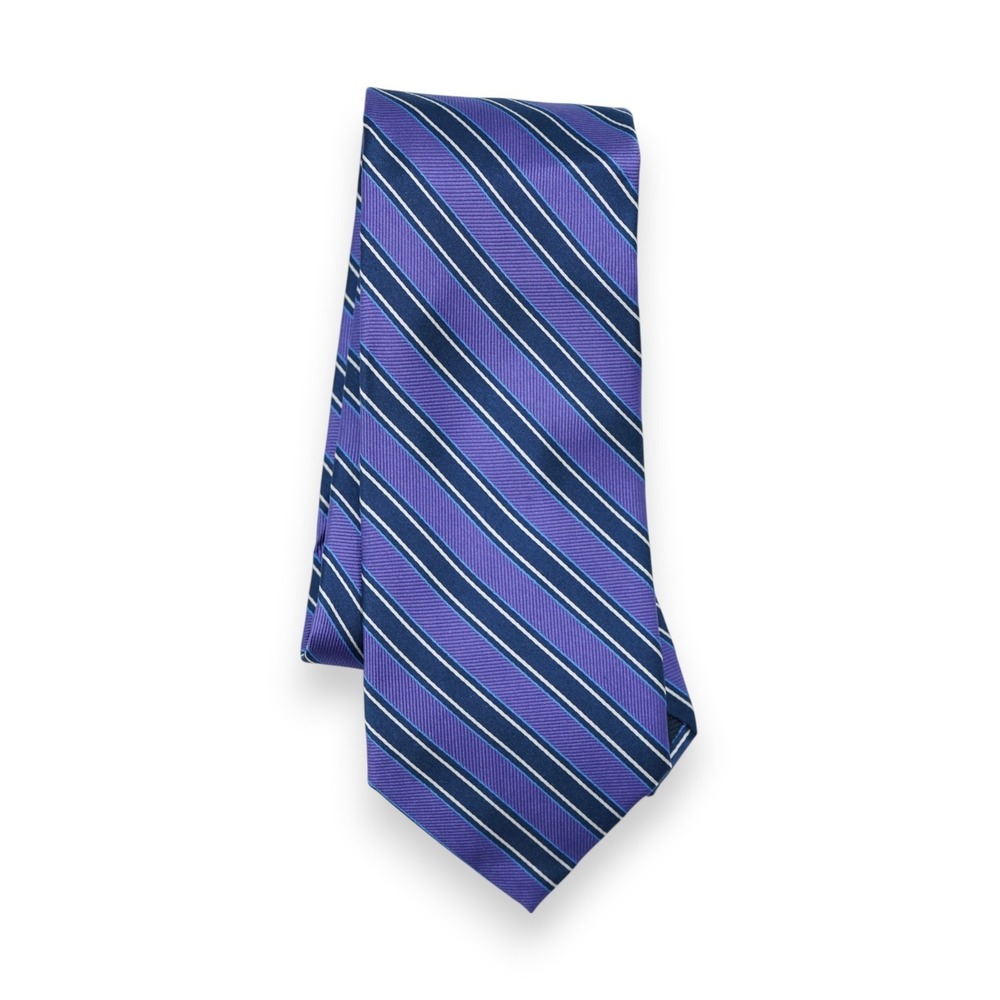 NWT Nautica Tie Mens One Size Blue / Purple Striped 100% Silk Necktie